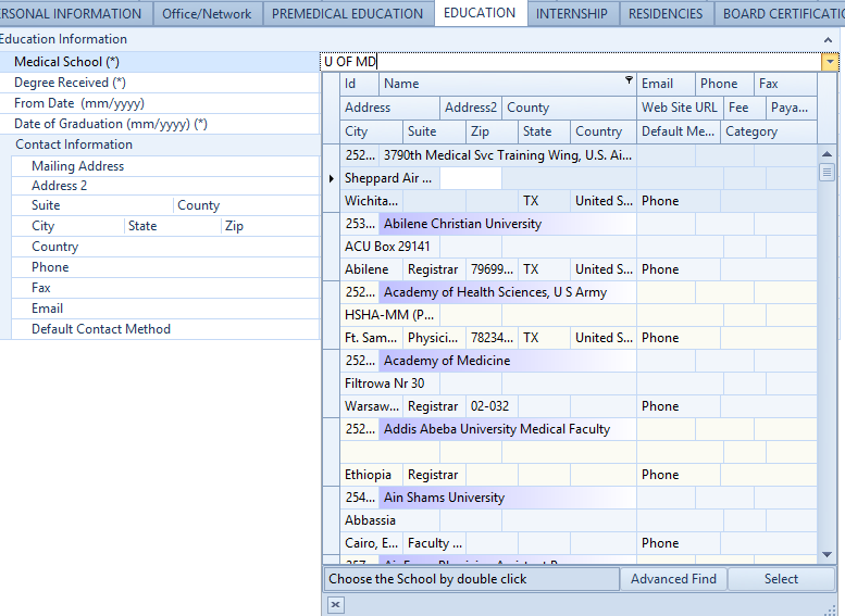 school selector